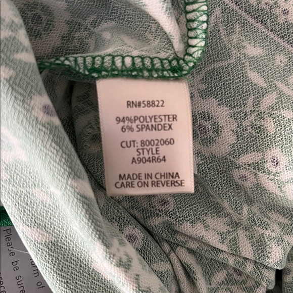 Max Studio Green Floral Tiered Dress Elbow Sleeves XL - Picture 6 of 8